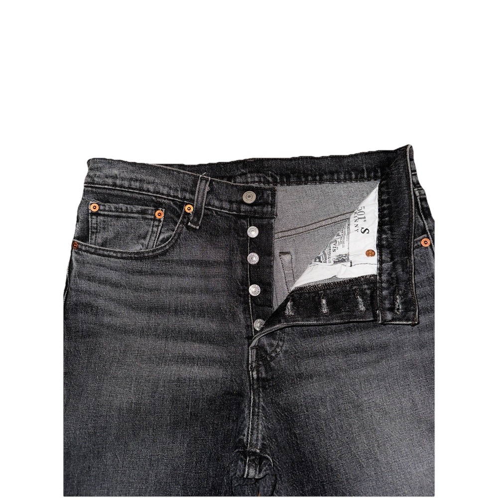 Levi's 501 Premium S Skinny Women's Jeans 30x26 Button Fly Raw Hem Gray Charcoal - Picture 5 of 9